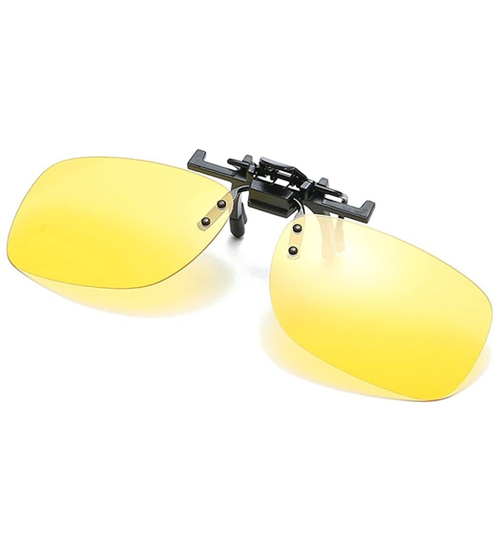 Square Polarized Clip-on Sunglasses Over Prescription glasses For Driving Fishing - Yellow - C1186S4GA7T $18.67