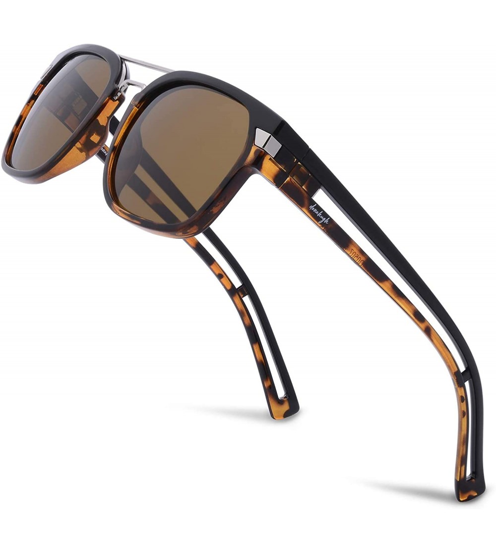 Wayfarer Designer Sunglasses For Men Women Fashion Polarized Retro Sun Glasses - Half-tortoise - C318NZEHLQO $89.81