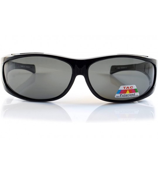 Sport Large Polarized Panoramic View Sports Wrap FitOver Sunglasses P016 - Black Silver - CM18E8M05NN $29.20