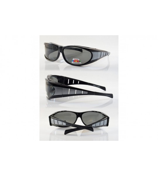 Sport Large Polarized Panoramic View Sports Wrap FitOver Sunglasses P016 - Black Silver - CM18E8M05NN $29.20