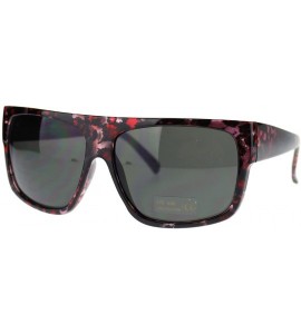 Square Unisex Square Flat Top Sunglasses Bold Macho Fashion Shades - Red Leo - CZ11OY908AV $19.83