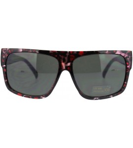 Square Unisex Square Flat Top Sunglasses Bold Macho Fashion Shades - Red Leo - CZ11OY908AV $19.83