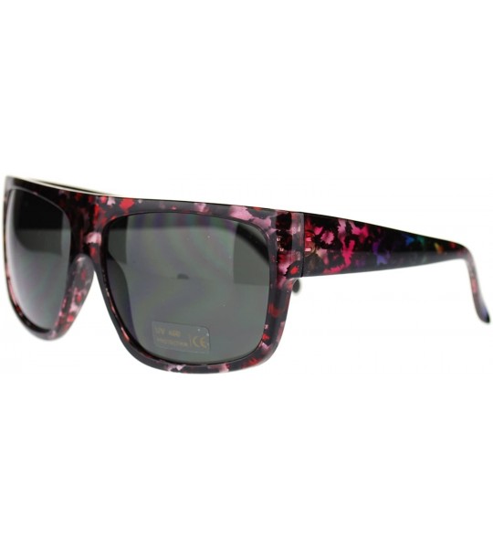 Square Unisex Square Flat Top Sunglasses Bold Macho Fashion Shades - Red Leo - CZ11OY908AV $19.83