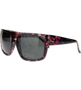 Square Unisex Square Flat Top Sunglasses Bold Macho Fashion Shades - Red Leo - CZ11OY908AV $19.83