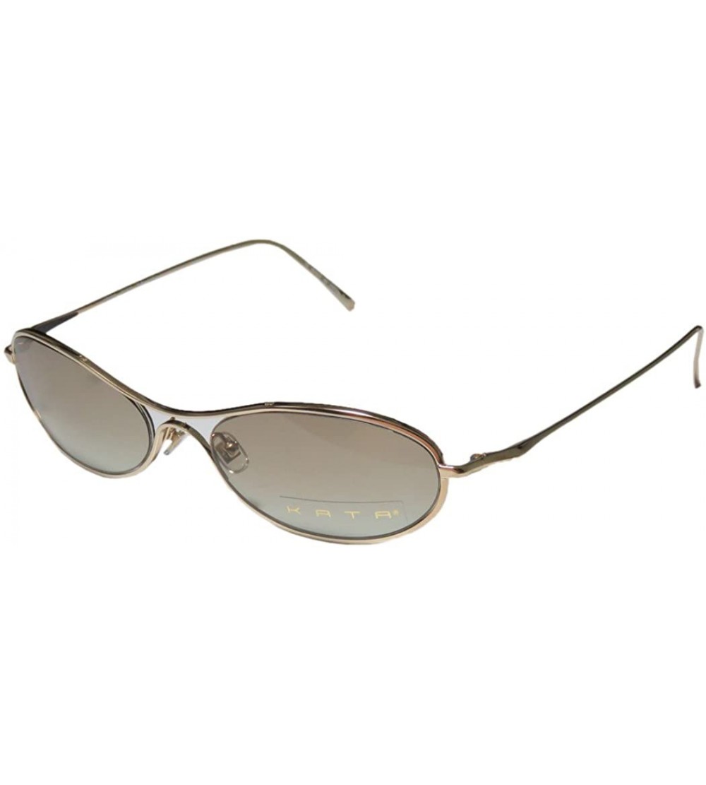 Oval Mondo Womens/Ladies Oval Full-rim Titanium 100% UVA & UVB Lenses Sunglasses/Sun Glasses - Gold - CZ121NI6TTF $35.58
