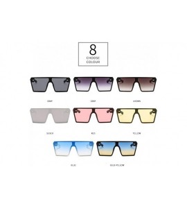 Oversized Luxury Brand Designer Oversized Sunglasses Women Flat Top Square Frame Shades - Blue&yellow - CW18LD9EAYY $22.55