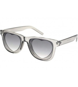 Square Classic Square Sunglasses Heart Shape Cutout Lens Translucent Colors UV 400 - Grey (Grey) - CT195ES9NCI $20.03