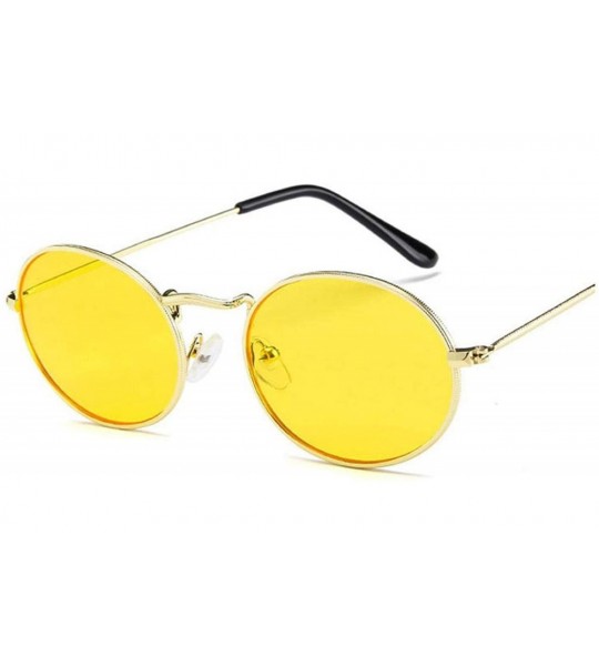 Round 2020 Oval Women Sunglasses Men Glasses Lady Luxury Retro Metal Sun Vintage Mirror UV400 Oculos De Sol - Yellow - CM1985...