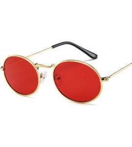 Round 2020 Oval Women Sunglasses Men Glasses Lady Luxury Retro Metal Sun Vintage Mirror UV400 Oculos De Sol - Yellow - CM1985...