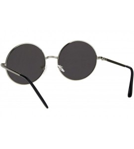 Round Round Circle Metal Frame Sunglasses Womens Fashion Mirror Lens UV 400 - Silver (Blue Mirror) - CG18KG489GT $20.37