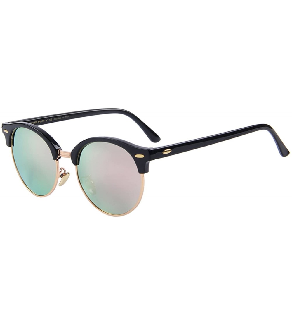Semi-rimless Polarized Sunglasses for Men Women Semi Rimless Retro Brand Sun Glasses S8054 - Pink&pink - CN12NZSUPSV $22.71
