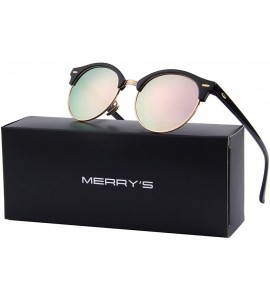 Semi-rimless Polarized Sunglasses for Men Women Semi Rimless Retro Brand Sun Glasses S8054 - Pink&pink - CN12NZSUPSV $22.71