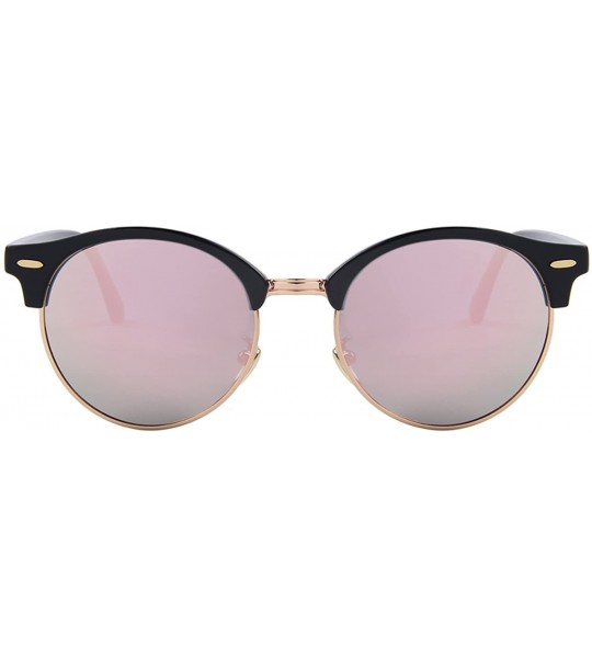 Semi-rimless Polarized Sunglasses for Men Women Semi Rimless Retro Brand Sun Glasses S8054 - Pink&pink - CN12NZSUPSV $22.71