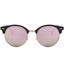 Semi-rimless Polarized Sunglasses for Men Women Semi Rimless Retro Brand Sun Glasses S8054 - Pink&pink - CN12NZSUPSV $22.71