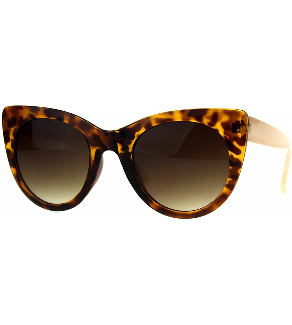 Oversized Womens Mod Chic Oversize Cat Eye Thick Plastic Sunglasses - Tortoise Peach Brown - CU180Q9AOQX $19.19