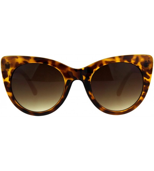 Oversized Womens Mod Chic Oversize Cat Eye Thick Plastic Sunglasses - Tortoise Peach Brown - CU180Q9AOQX $19.19