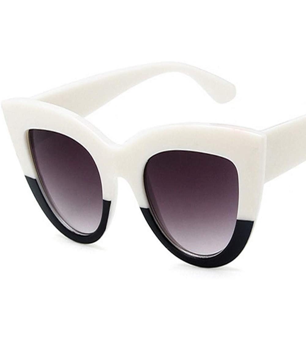 Goggle Retro Vintage Cateye Sunglasses for Women Clout Goggles Plastic Frame Glasse - Black and White - CT18QU0QCO2 $19.69