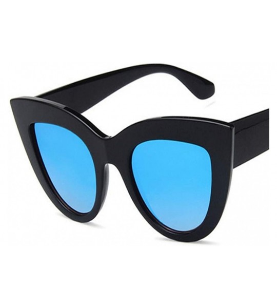 Goggle Retro Vintage Cateye Sunglasses for Women Clout Goggles Plastic Frame Glasse - Black and White - CT18QU0QCO2 $19.69