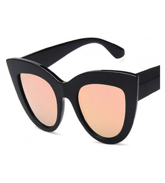 Goggle Retro Vintage Cateye Sunglasses for Women Clout Goggles Plastic Frame Glasse - Black and White - CT18QU0QCO2 $19.69