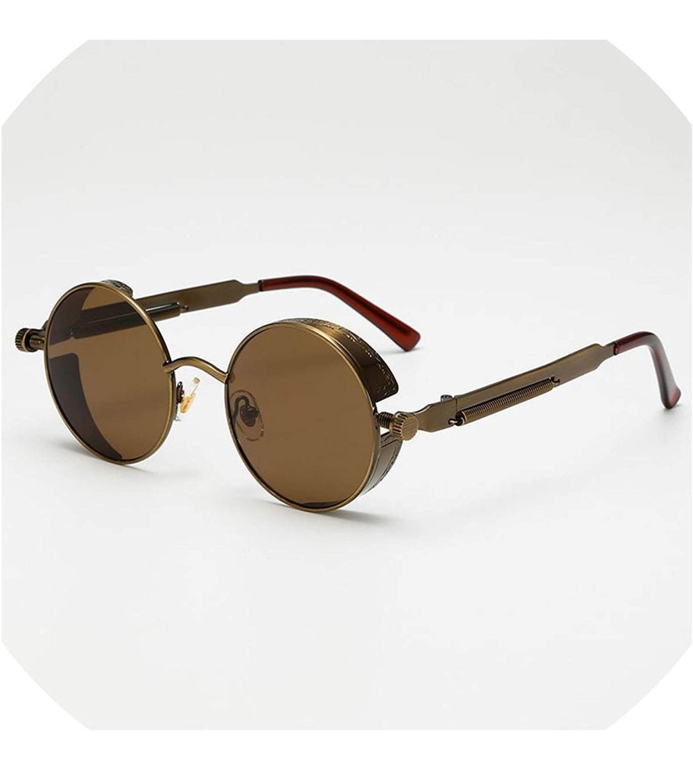 Round Metal Steampunk Sunglasses Men Women Round Glasses Brand Design Vintage Sunglasses - 4 - CX18W5SCIA0 $43.94