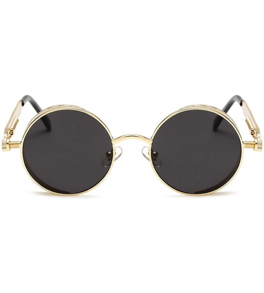 Round Metal Steampunk Sunglasses Men Women Round Glasses Brand Design Vintage Sunglasses - 4 - CX18W5SCIA0 $43.94