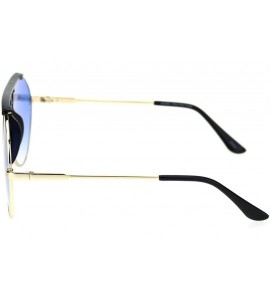 Sport Retro Hippie Oversize Flat Top Racer Spring Hinge Metal Sunglasses - Black Gold Blue - CZ18QZAZI6S $26.27