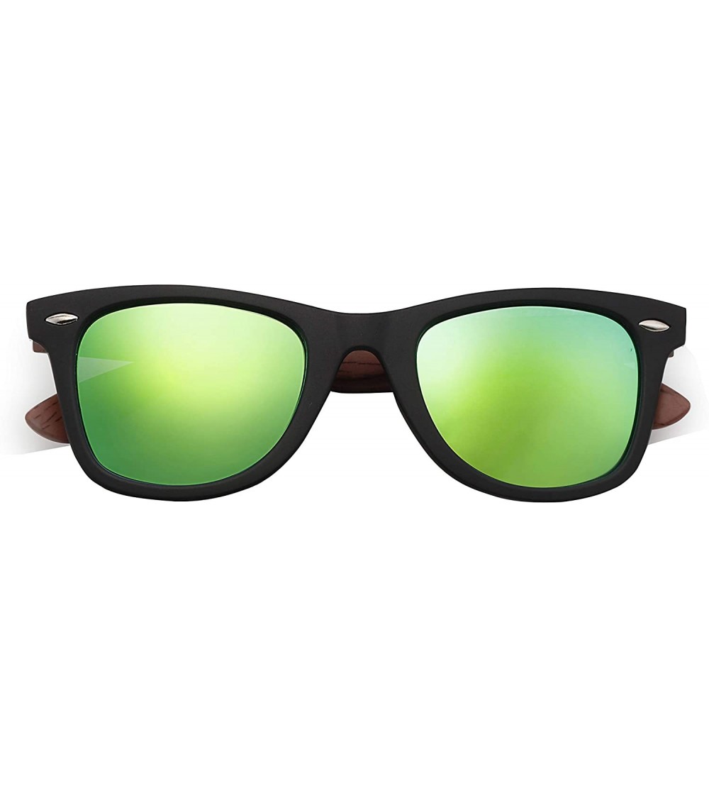 Semi-rimless Stylish 80th Retro Unisex Polarized Sunglasses UV400 Classic Vintage Chic - Dark Wood-ice Green - CT18DUY762G $1...