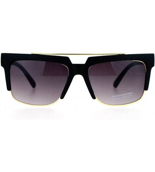 Wayfarer Retro Vintage Unique Half Rim Sunglasses - Matte Black Smoke - CB12CJLBGU7 $22.46