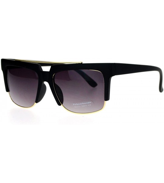 Wayfarer Retro Vintage Unique Half Rim Sunglasses - Matte Black Smoke - CB12CJLBGU7 $22.46