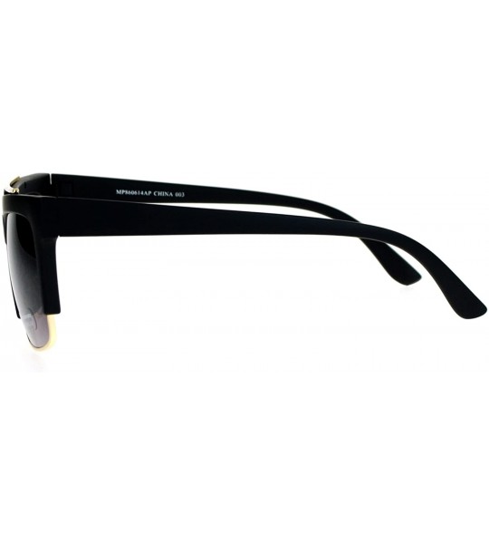 Wayfarer Retro Vintage Unique Half Rim Sunglasses - Matte Black Smoke - CB12CJLBGU7 $22.46