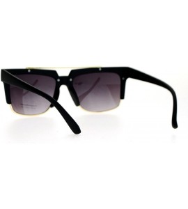 Wayfarer Retro Vintage Unique Half Rim Sunglasses - Matte Black Smoke - CB12CJLBGU7 $22.46