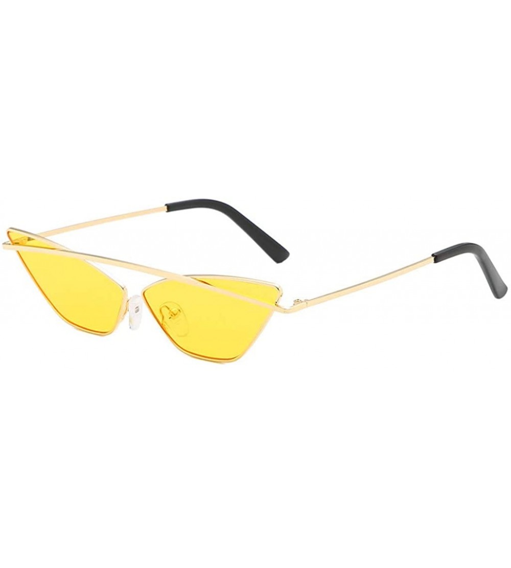 Sport Women's Fashion Hot Cat Eye Shade Sunglasses Integrated Stripe Vintage Sun Spectacles - Yellow - CN18UQIKNT6 $24.25