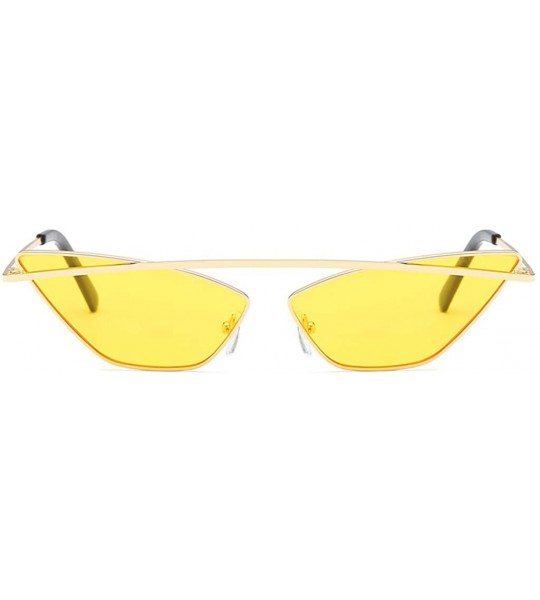 Sport Women's Fashion Hot Cat Eye Shade Sunglasses Integrated Stripe Vintage Sun Spectacles - Yellow - CN18UQIKNT6 $24.25