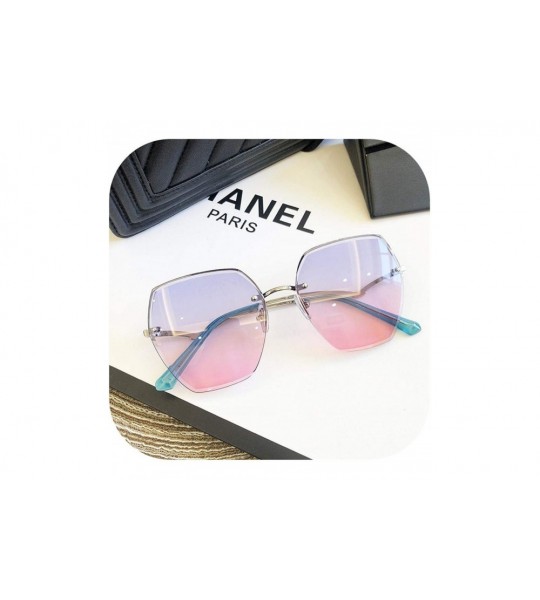 Goggle Fashion RimlSunglasses Women Big Luxury Er UV400 Glasses Female Gradient Shades Accessories - Blue Pink - CO198AHNIKW ...