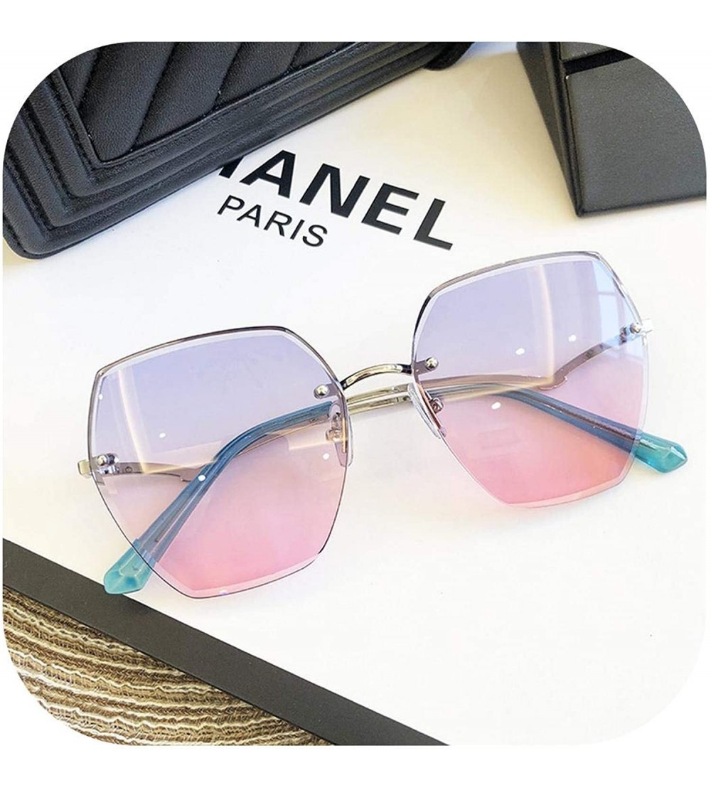 Goggle Fashion RimlSunglasses Women Big Luxury Er UV400 Glasses Female Gradient Shades Accessories - Blue Pink - CO198AHNIKW ...