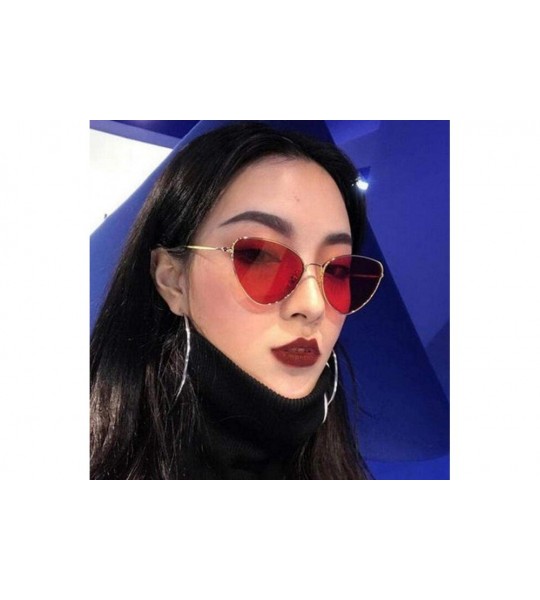 Aviator 2019 Cat Eye Fashion Sunglasses Women Brand Design Mirror Flat Metal Frame 1 - 1 - CN18XE05OIU $17.81