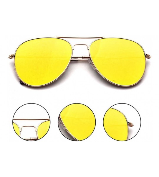 Sport Ultra Light Weight Sport Aviator Sunglasses UV400 - Silver Yellow - CK12KW9BER3 $18.12