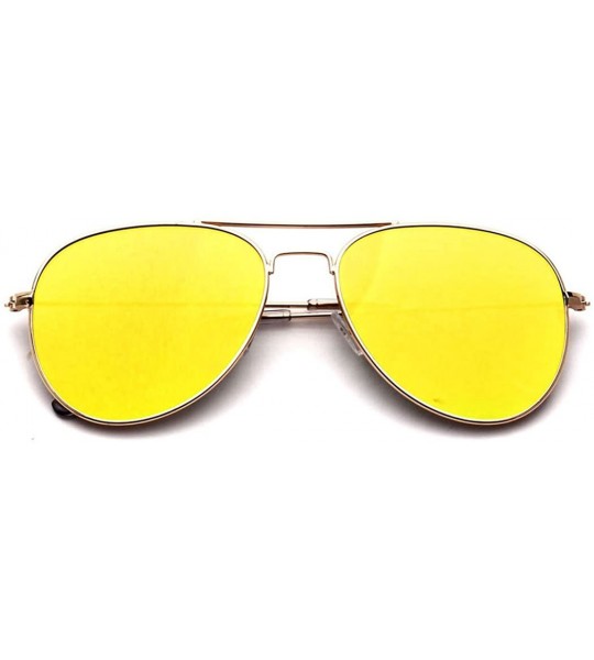 Sport Ultra Light Weight Sport Aviator Sunglasses UV400 - Silver Yellow - CK12KW9BER3 $18.12