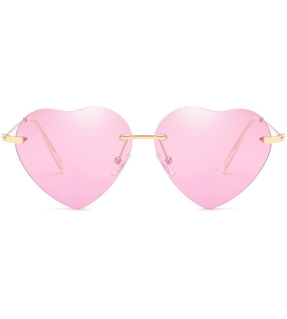 Rimless Heart Sunglasses Women Love Lolita RimlFrame Clear Transparent Tint Sun Glasses Vintage FramelUV400 - Quanpink - CW19...