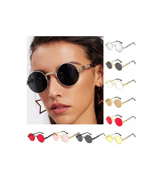 Square Vintage Small Round Sunglasses Retro Polarized Sunglasses Classic Metal Frame Hippie Sun Glasses for Women Men - CQ190...