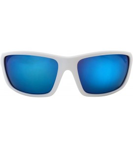 Sport Sunglass Injection Cycling Running Baseball - Matte White/Blue-white Mirrored Lens - CC185TZU7EM $27.41