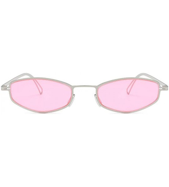 Square New cat glasses small frame light trend retro metal unisex personality sunglasses UV400 - Pink - C218RS9YXCG $26.57