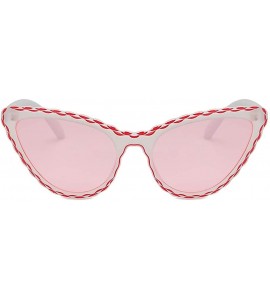 Square Personalized Vintage Small Cat Eye Shade Sunglasses Integrated Stripe Glasses - Pink - C2196OMMS4X $17.02