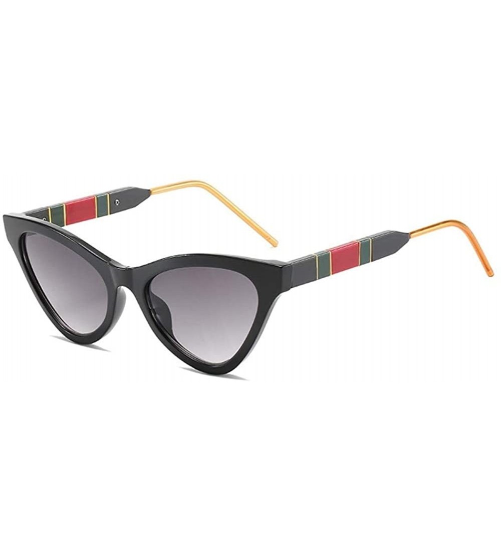 Cat Eye Cat Eye Sunglasses for Women with Colorblock Frame TR Leg Gradient Color Lens UV Protection - C3 Black Grey - CS190HE...