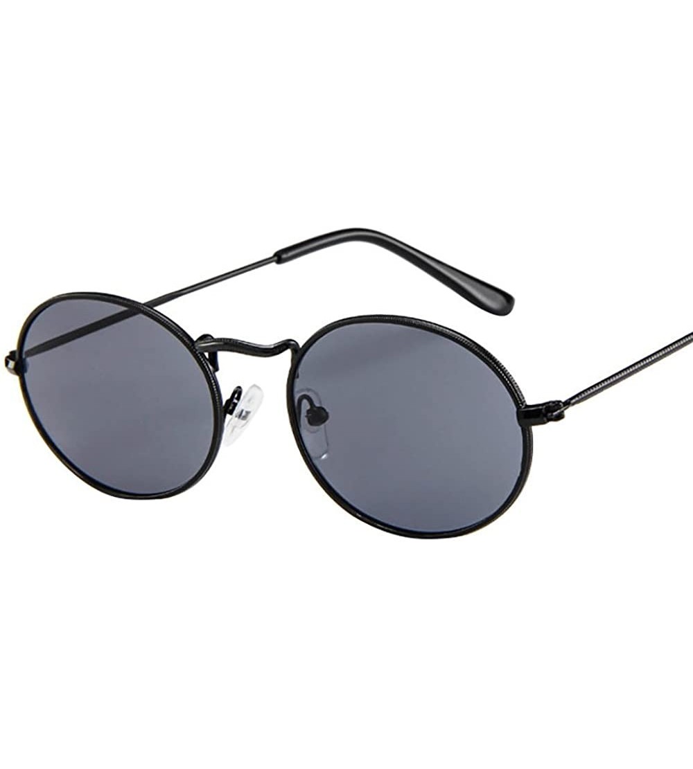 Oval Sunglasses for Men Women Vintage Sunglasses Oval Sunglasses Retro Glasses Eyewear Metal Sunglasses - A - CG18QMWXTTK $17.31