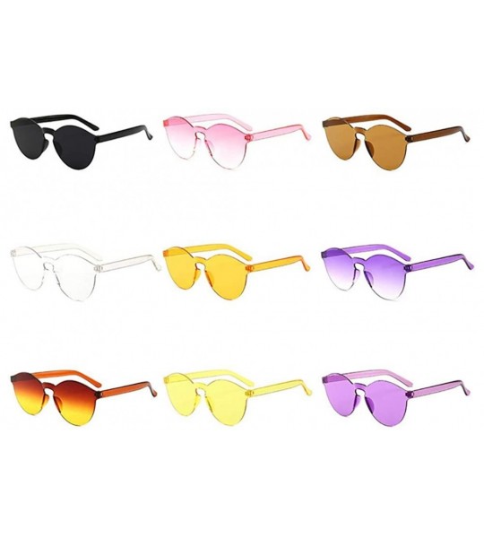 Round Unisex Fashion Candy Colors Round Outdoor Sunglasses Sunglasses - Orange Yellow - CL190KYXO7T $32.20