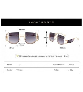 Oval Hipster Square Sunglasses-Owersized Shade Glasses-Rimless Metal-Mirrored Lens - I - CZ190ECNCTH $63.03