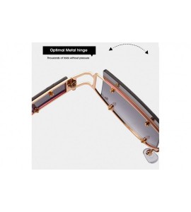 Oval Hipster Square Sunglasses-Owersized Shade Glasses-Rimless Metal-Mirrored Lens - I - CZ190ECNCTH $63.03