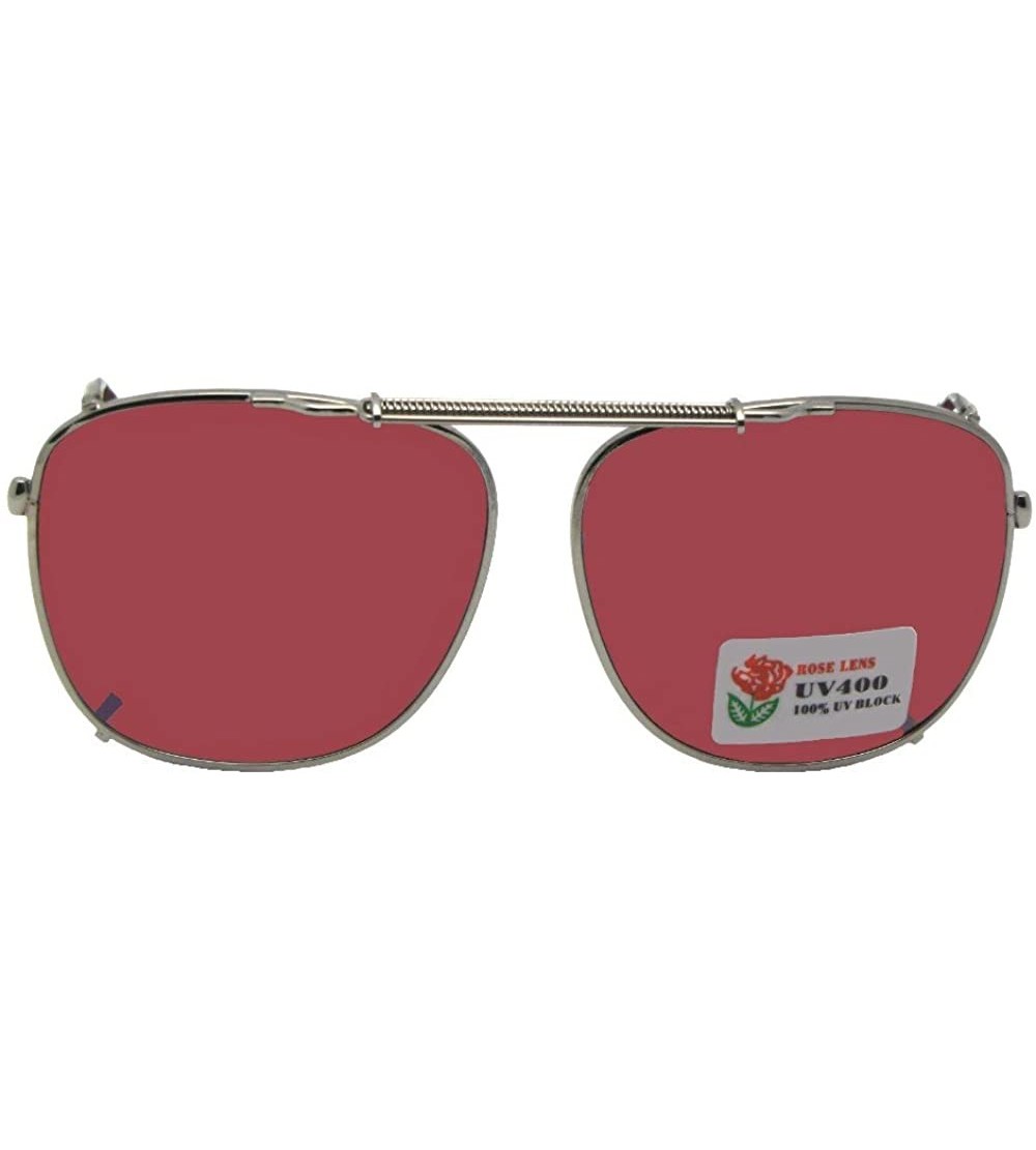 Square Square Non Polarized Rose Lens Clip on Sunglass - Pewter Frame-rose Lenses - CZ189L6GHR8 $24.54
