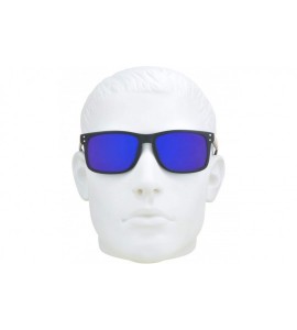 Rectangular Sunglass Readers Horn Rim Frame with Blue Mirrored Lenses for Men and Women NOT BIFOCAL - Black - CQ18OWXG4O4 $31.30